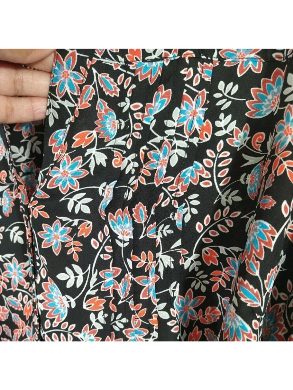 Terra and Sky Button Up Top Blouse Pintuck Tie Back Women Size 1X 16W 18W Black